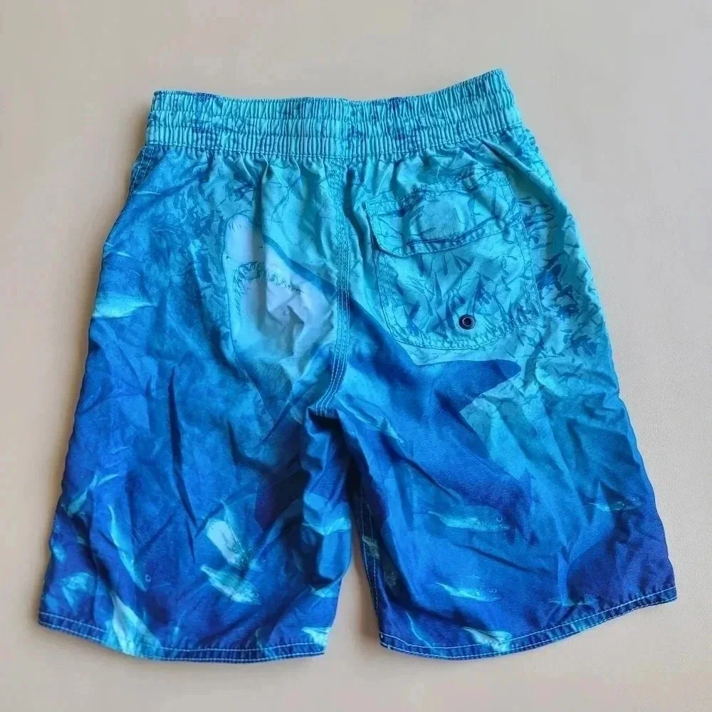 Boys Old Navy Aqua Blue Sharks Swim Trunks Shorts Size M (8)